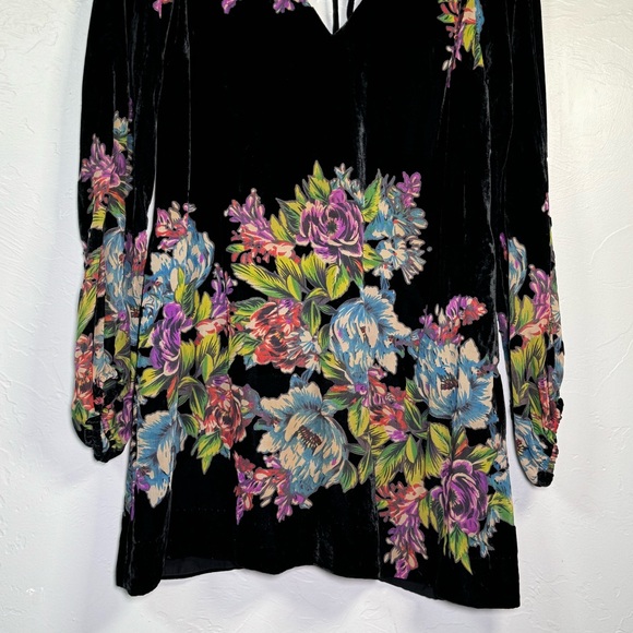 FREE PEOPLE Misha Burnout Navy Floral Velvet Mini Dress - Picture 4 of 4